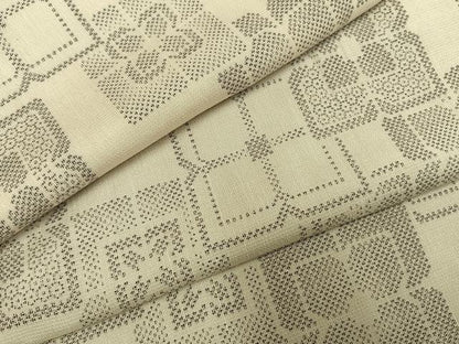 平和屋着物●お召　幾何学花文　正絹　逸品　AABH5052fy