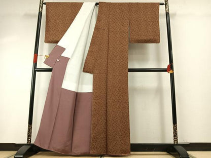 平和屋着物●上質な小紋　型染め　草花文　正絹　逸品　未使用　AABH5057fy