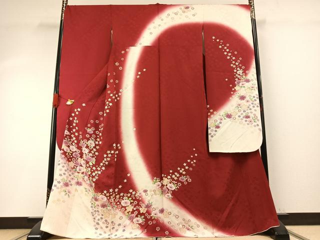 平和屋着物●豪華振袖　草花文　暈し染め　金彩　銀糸　正絹　逸品　AABH5058fy