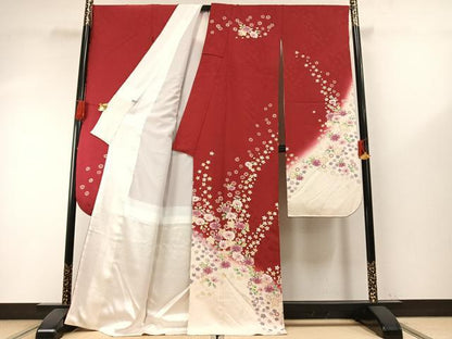 平和屋着物●豪華振袖　草花文　暈し染め　金彩　銀糸　正絹　逸品　AABH5058fy