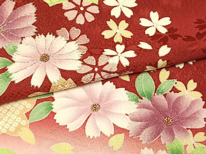 平和屋着物●豪華振袖　草花文　暈し染め　金彩　銀糸　正絹　逸品　AABH5058fy