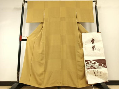 平和屋着物●小紋師　筒井克政　江戸小紋　市松行儀文　染と織たかはし　たとう紙付き　正絹　逸品　AABH5060fy