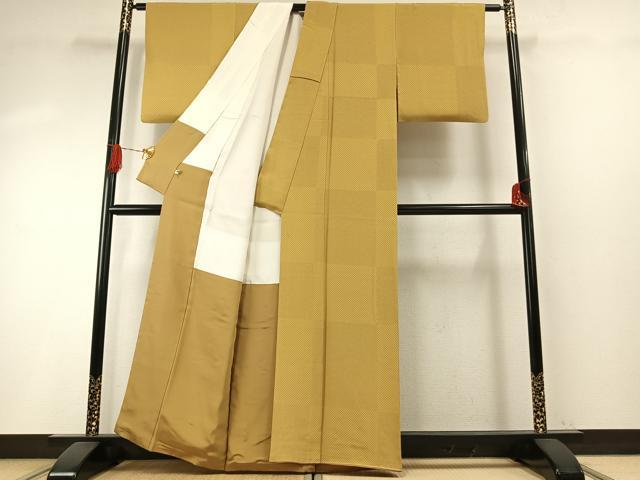 平和屋着物●小紋師　筒井克政　江戸小紋　市松行儀文　染と織たかはし　たとう紙付き　正絹　逸品　AABH5060fy