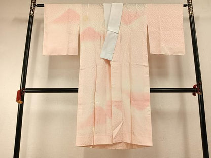 平和屋着物●長襦袢　無双仕立て　風景文　暈し染め　ローズカラー　正絹　逸品　AABH5063fy