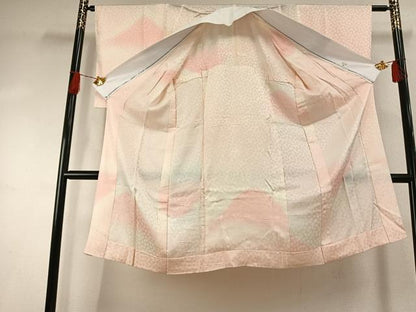 平和屋着物●長襦袢　無双仕立て　風景文　暈し染め　ローズカラー　正絹　逸品　AABH5063fy
