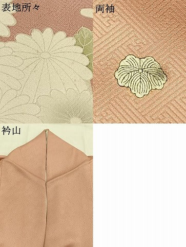 平和屋着物●豪華色留袖　刺繍　草花文　金彩　正絹　逸品　AABH5066fy