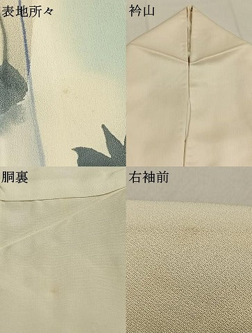 平和屋着物▽上質な小紋　単衣　手描き　枝花文　暈し染め　正絹　逸品　AABD0096fy 平和屋着物□上質な小紋 絞り 枝花文 正絹 逸品 AABI6539stの通販 by