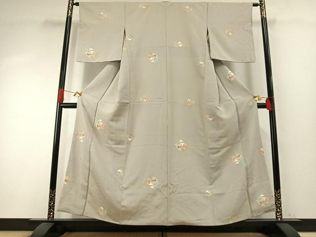 平和屋着物●上質な小紋　色紙花文　金彩　正絹　逸品　AABH5068fy