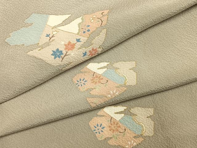 平和屋着物●上質な小紋　色紙花文　金彩　正絹　逸品　AABH5068fy