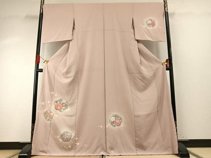 平和屋着物●訪問着　手描き　枝花文　暈し染め　金彩　ロング丈　正絹　逸品　AABH5069fy