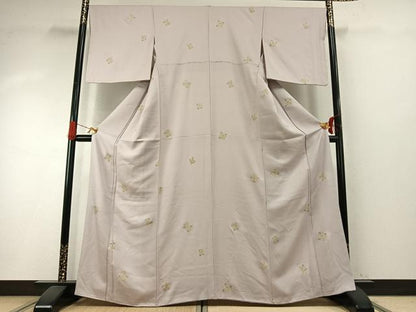 平和屋着物●上質な小紋　松　金彩　正絹　逸品　AABH5075fy