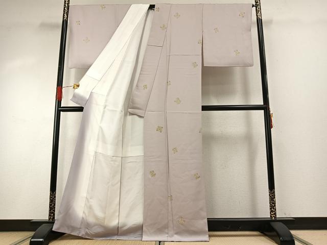 平和屋着物●上質な小紋　松　金彩　正絹　逸品　AABH5075fy