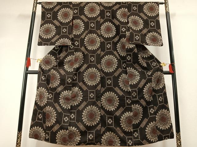 平和屋着物●アンティーク　大正ロマン　大島紬　蜀江花文　正絹　逸品　AABH5079fy