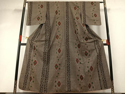 平和屋着物●本場大島紬　一元7マルキ　花菱文　正絹　逸品　AABH5080fy