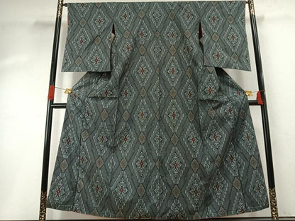 平和屋着物●本場大島紬　割り込み絣　正絹　逸品　AABH5082fy