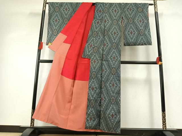 平和屋着物●本場大島紬　割り込み絣　正絹　逸品　AABH5082fy