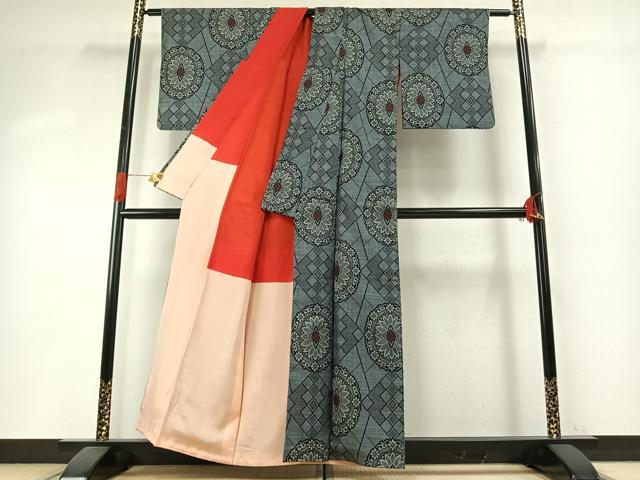 平和屋着物●本場大島紬　割り込み絣　正絹　逸品　AABH5083fy