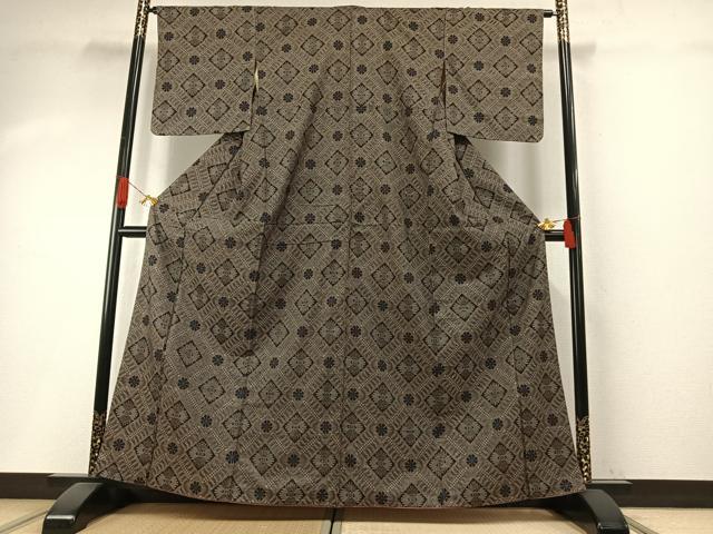 平和屋着物●本場大島紬　龍郷絣　正絹　逸品　AABH5085fy