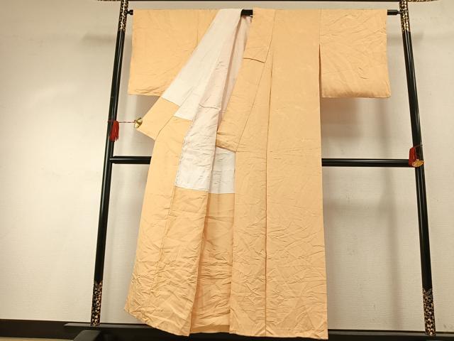 平和屋着物●上質な色無地　風景花地紋　飴色　正絹　逸品　AABH5088fy