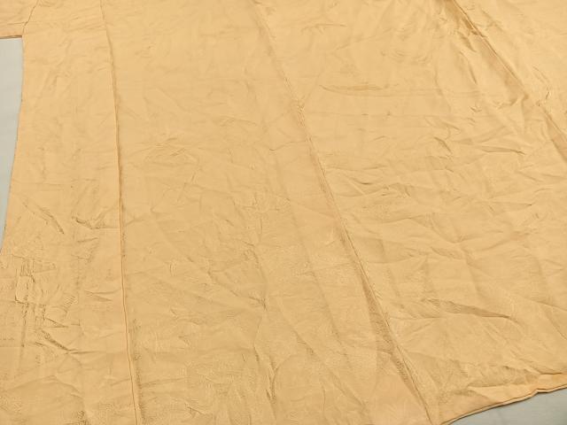 平和屋着物●上質な色無地　風景花地紋　飴色　正絹　逸品　AABH5088fy