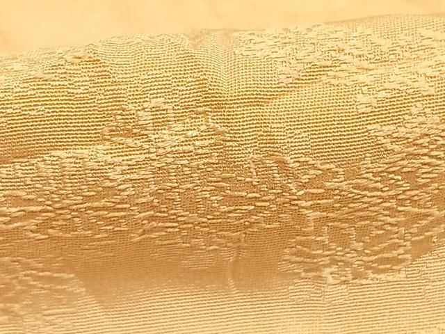 平和屋着物●上質な色無地　風景花地紋　飴色　正絹　逸品　AABH5088fy