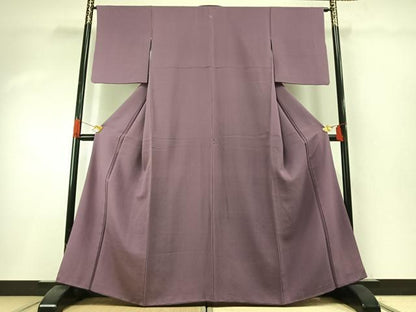 平和屋着物●上質な色無地　京紫色　正絹　逸品　AABH5092fy
