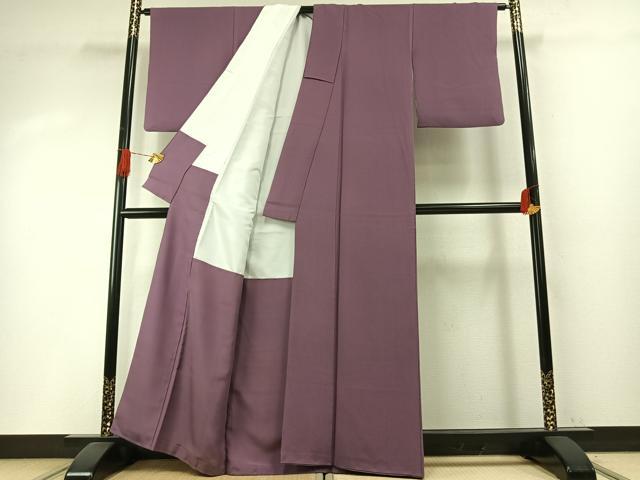 平和屋着物●上質な色無地　京紫色　正絹　逸品　AABH5092fy