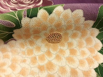 平和屋着物●アンティーク　大正ロマン　色留袖　中国三大刺繍　相良刺繍　草花文　暈し染め　両褄　正絹　逸品　AABH5101fy