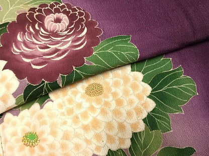 平和屋着物●アンティーク　大正ロマン　色留袖　中国三大刺繍　相良刺繍　草花文　暈し染め　両褄　正絹　逸品　AABH5101fy