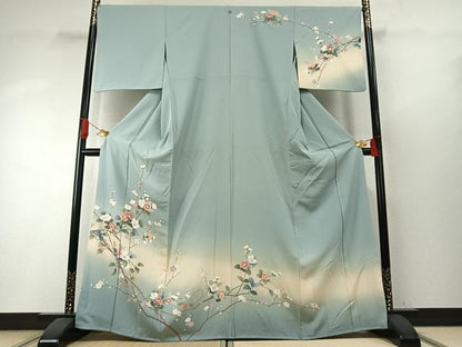 平和屋着物●訪問着　枝花文　暈し染め　正絹　逸品　AABH5107fy