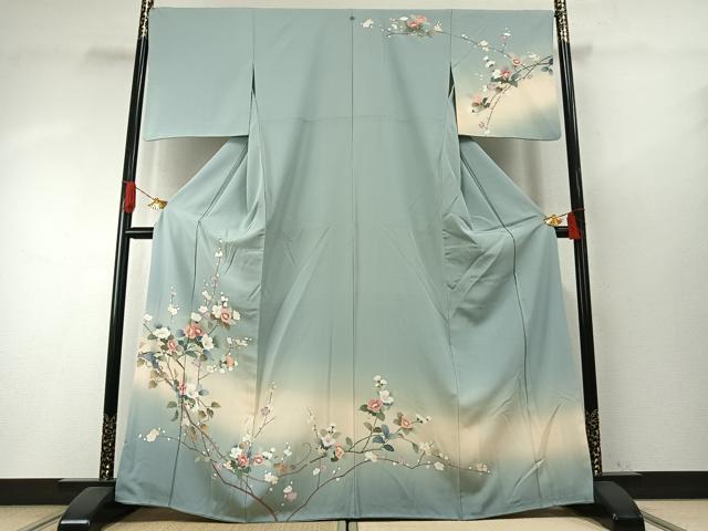 平和屋着物●訪問着　枝花文　暈し染め　正絹　逸品　AABH5107fy