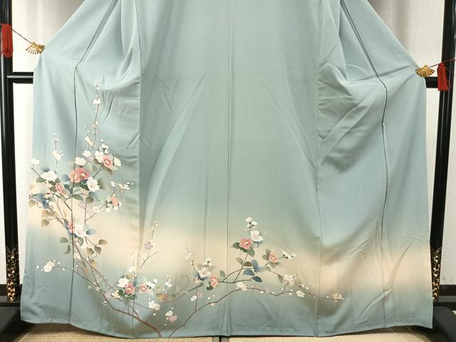 平和屋着物●訪問着　枝花文　暈し染め　正絹　逸品　AABH5107fy