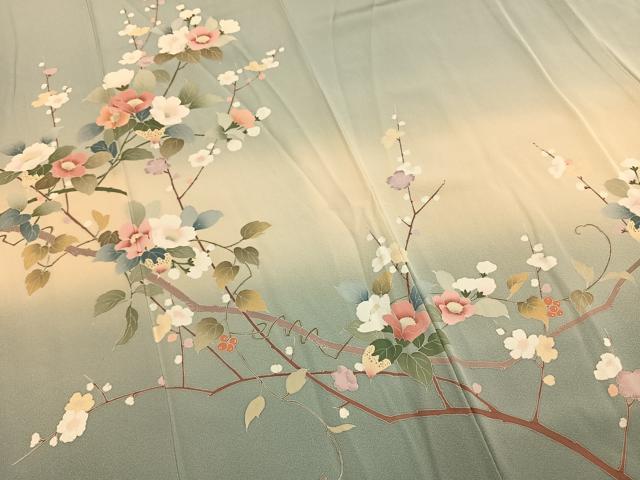 平和屋着物●訪問着　枝花文　暈し染め　正絹　逸品　AABH5107fy