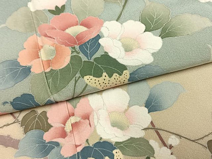 平和屋着物●訪問着　枝花文　暈し染め　正絹　逸品　AABH5107fy