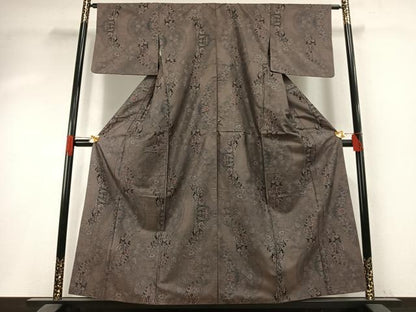 平和屋着物●本場大島紬　カタス7マルキ　花蝶文　正絹　逸品　AABH5120fy