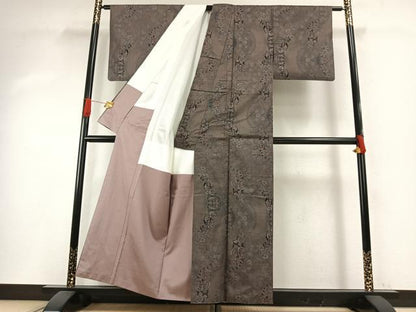 平和屋着物●本場大島紬　カタス7マルキ　花蝶文　正絹　逸品　AABH5120fy