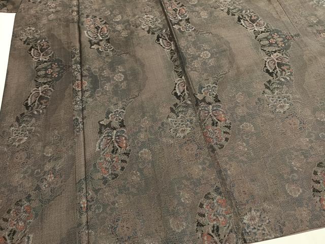 平和屋着物●本場大島紬　カタス7マルキ　花蝶文　正絹　逸品　AABH5120fy
