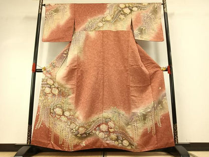 平和屋着物●訪問着　作家物　泰常　辻が花　絞り　暈し染め　銀通し地　正絹　逸品　AABH5126fy