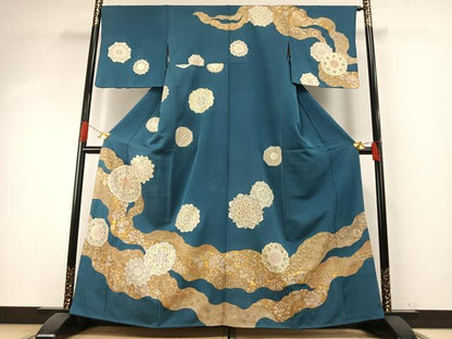 平和屋着物●訪問着　駒刺繍　道長吉祥花文　金彩　正絹　逸品　AABH5127fy
