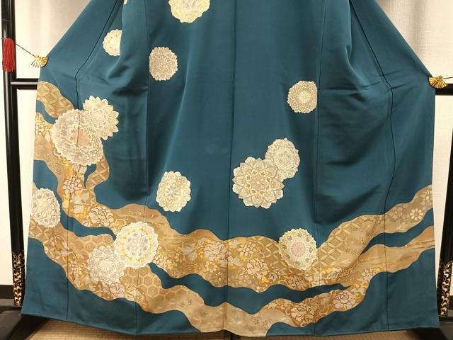 平和屋着物●訪問着　駒刺繍　道長吉祥花文　金彩　正絹　逸品　AABH5127fy