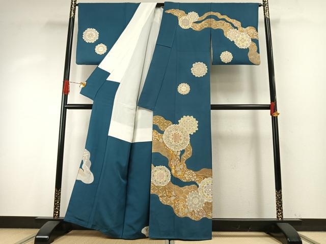 平和屋着物●訪問着　駒刺繍　道長吉祥花文　金彩　正絹　逸品　AABH5127fy