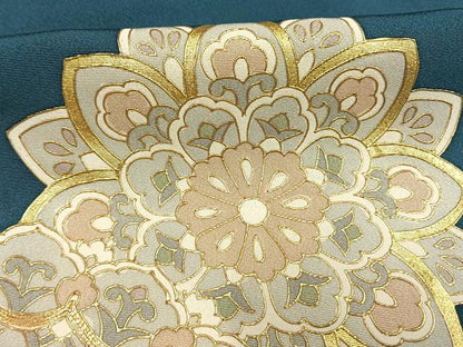 平和屋着物●訪問着　駒刺繍　道長吉祥花文　金彩　正絹　逸品　AABH5127fy