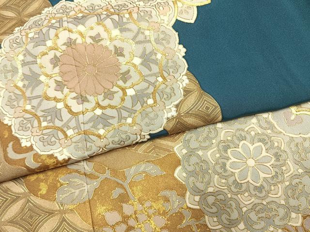 平和屋着物●訪問着　駒刺繍　道長吉祥花文　金彩　正絹　逸品　AABH5127fy