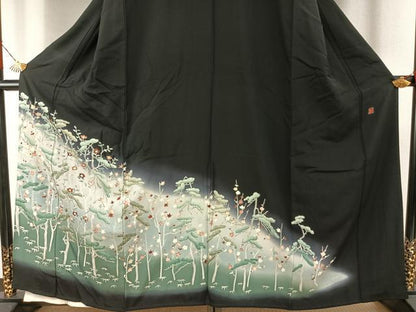 平和屋着物●本加賀友禅作家　芦原敏成　黒留袖　松竹梅　暈し染め　正絹　逸品　AABH5128fy