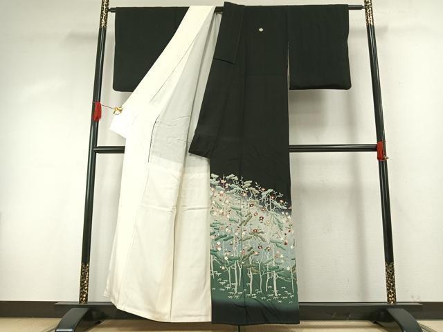 平和屋着物●本加賀友禅作家　芦原敏成　黒留袖　松竹梅　暈し染め　正絹　逸品　AABH5128fy
