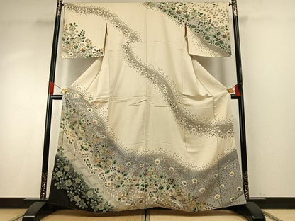 平和屋着物●訪問着　辻が花　暈し染め　金通し地　正絹　逸品　AABH5131fy