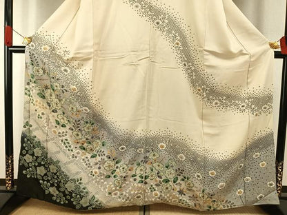 平和屋着物●訪問着　辻が花　暈し染め　金通し地　正絹　逸品　AABH5131fy