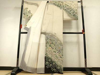 平和屋着物●訪問着　辻が花　暈し染め　金通し地　正絹　逸品　AABH5131fy