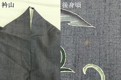 平和屋着物●訪問着　紬地　刺繍　花鳥文　金糸　金彩　正絹　逸品　AABH5132fy