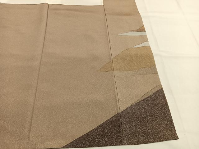 平和屋着物●訪問着　紬地　風景文　正絹　逸品　AABH5133fy